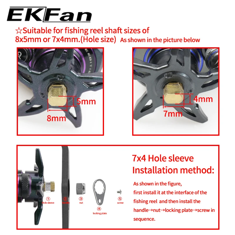 EKFan Baitcasting Fishing Reel Handle 105mm Carbon Fiber TPE Knob for Dai/Shima 8x5mm Modification Reel Handle Saltwater