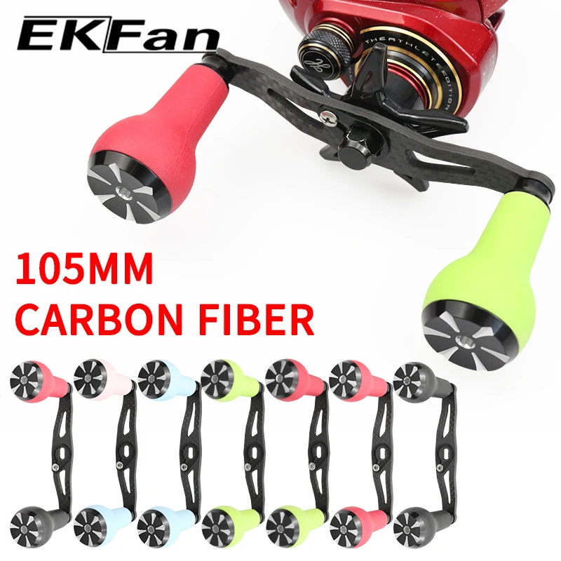 EKFan Baitcasting Fishing Reel Handle 105mm Carbon Fiber TPE Knob for Dai/Shima 8x5mm Modification Reel Handle Saltwater