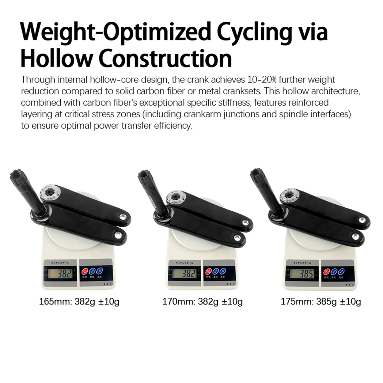 WUZEI Carbon Fiber MTB Crank 3 Bolts Direct Mount Mountain Bicycle Sprocket 165 170 175mm Bike Crank Arm 24mm AL7075 Axle