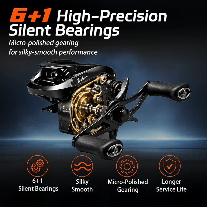 ANATONO STARFALL Ultra Digital Baitcasting Reel with 8 Hall Sensors, 4 Signature Buzz Modes SOLAR Electronic Braking System