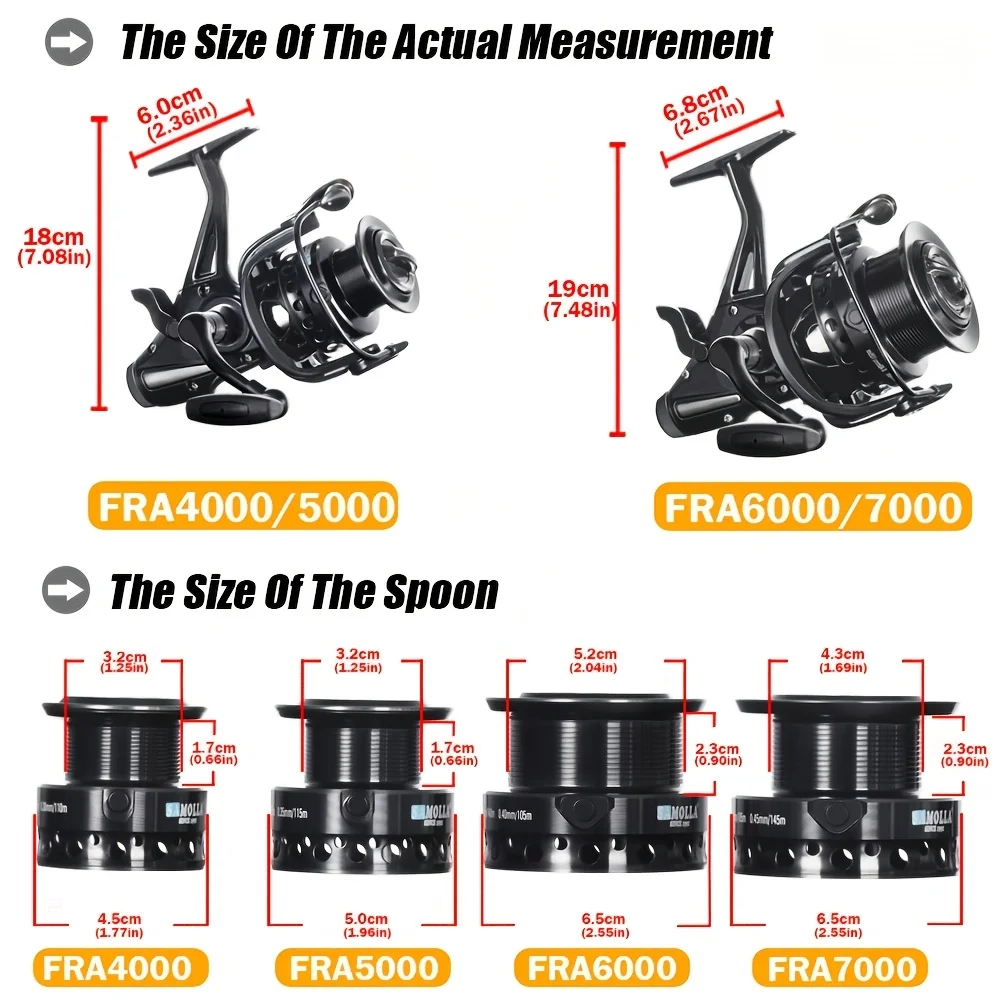 CAZULO New dual brake spinning wheels, seamless slanted mouth wire cup front and rear brakes, long throw carp wheels