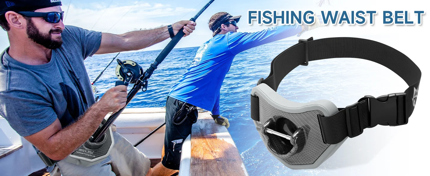 SANLIKE Fishing Belt Rod Holder,360 °Adjustable Fishing Fighting Waist Belt with EVA Padded Plastic Material Fishing Belt