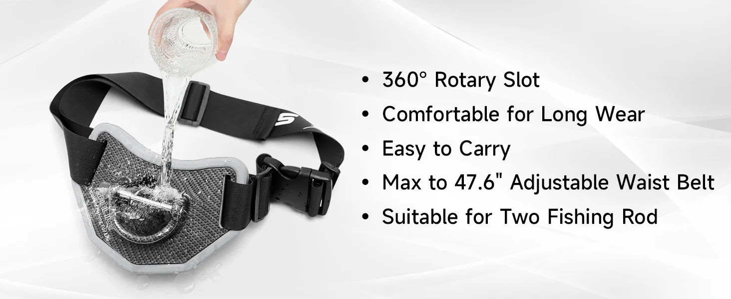 SANLIKE Fishing Belt Rod Holder,360 °Adjustable Fishing Fighting Waist Belt with EVA Padded Plastic Material Fishing Belt