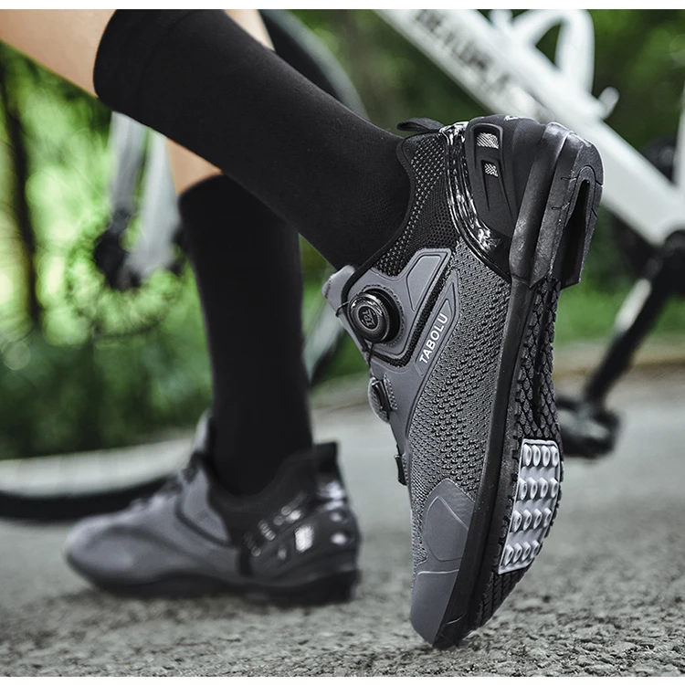Men's Cycling Shoes Professional MTB Mountain Bike Shoes Knitted Breathable SPD Road Lock Shoes Ladies SPD Cleats Cycling Shoes