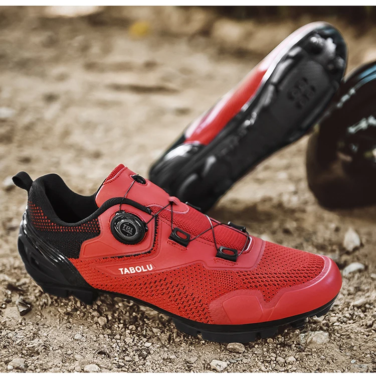 Men's Cycling Shoes Professional MTB Mountain Bike Shoes Knitted Breathable SPD Road Lock Shoes Ladies SPD Cleats Cycling Shoes