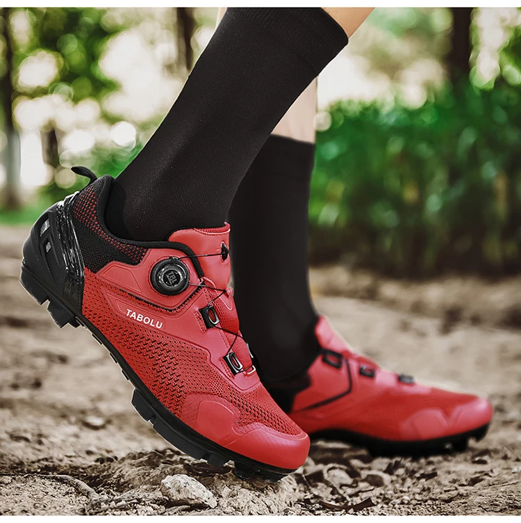 Men's Cycling Shoes Professional MTB Mountain Bike Shoes Knitted Breathable SPD Road Lock Shoes Ladies SPD Cleats Cycling Shoes