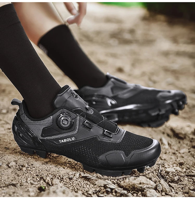 Men's Cycling Shoes Professional MTB Mountain Bike Shoes Knitted Breathable SPD Road Lock Shoes Ladies SPD Cleats Cycling Shoes