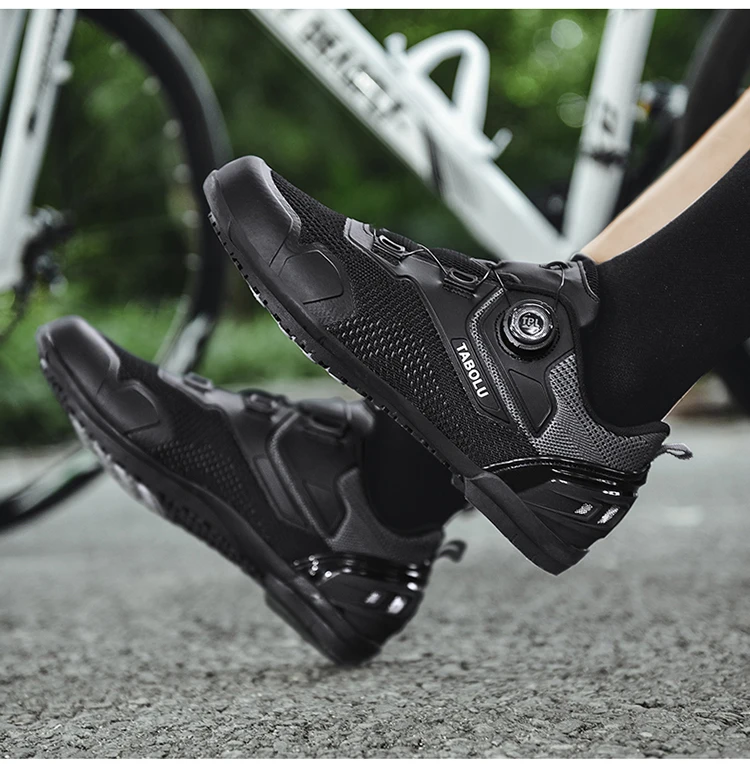 Men's Cycling Shoes Professional MTB Mountain Bike Shoes Knitted Breathable SPD Road Lock Shoes Ladies SPD Cleats Cycling Shoes