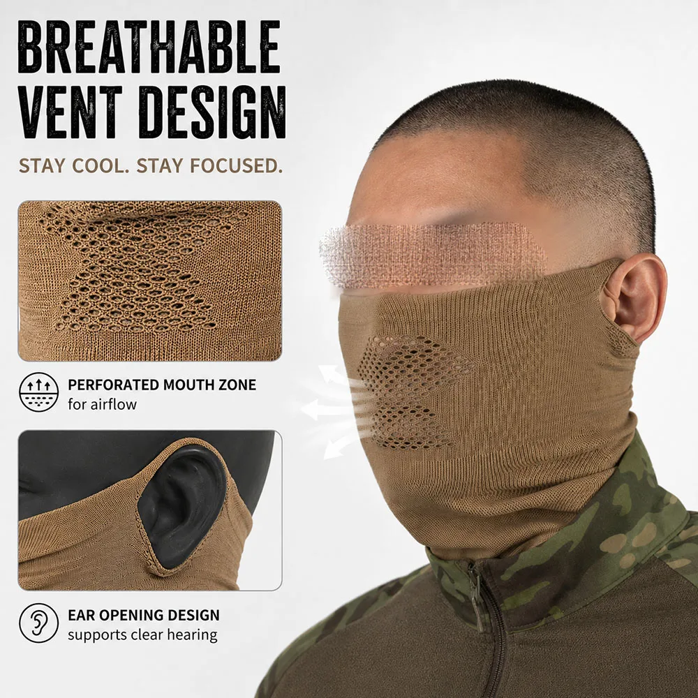 Tactical Protective Face Mask Breathable Knit Neck Gaiter with Steel Mesh Guard for Airsoft Paintball Hunting Training Outdoor