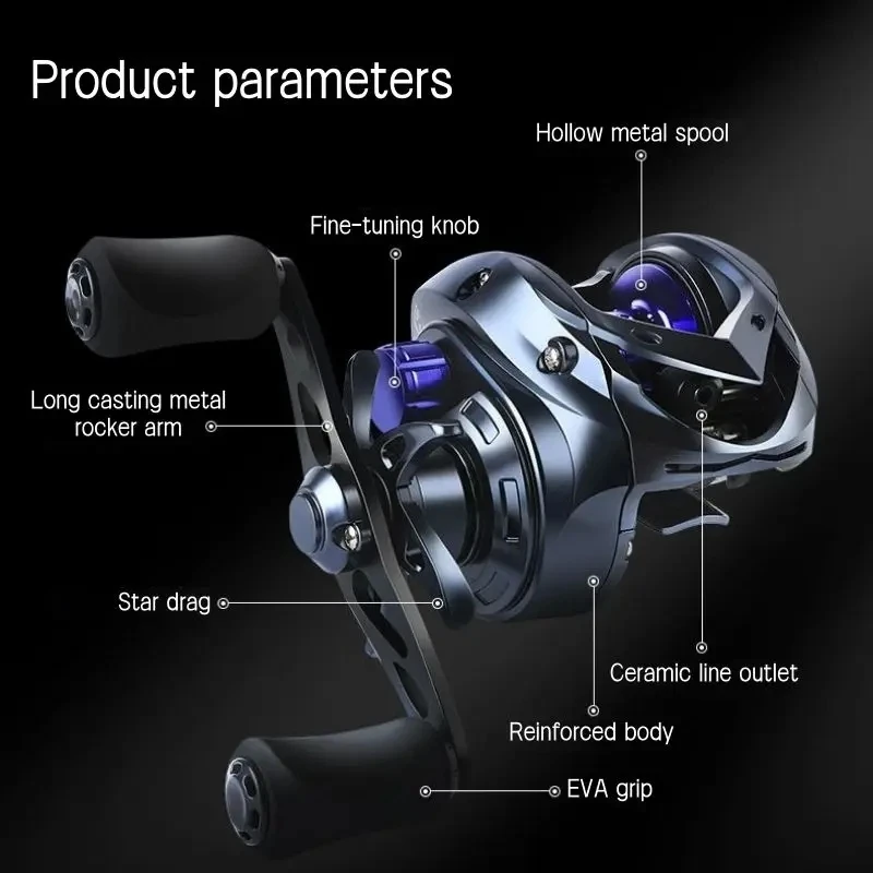OKUMA Baitcasting Reel 7.2:1 8KG Max Drag Metal Wire Cup Fishing Reel For Bass in Ocean Environment Casting Reel Accessories