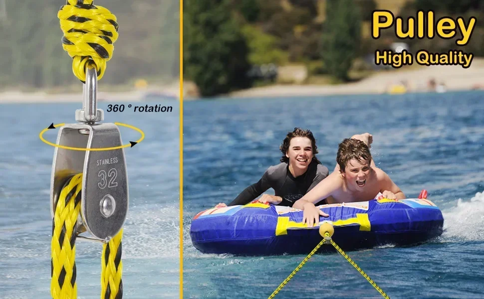 Heavy-Duty Boat Towing with Stainless Steel Connector for Towing Rope, Boat Tow Rope, Kayak Rowing Rope, Inflatable Pontoon
