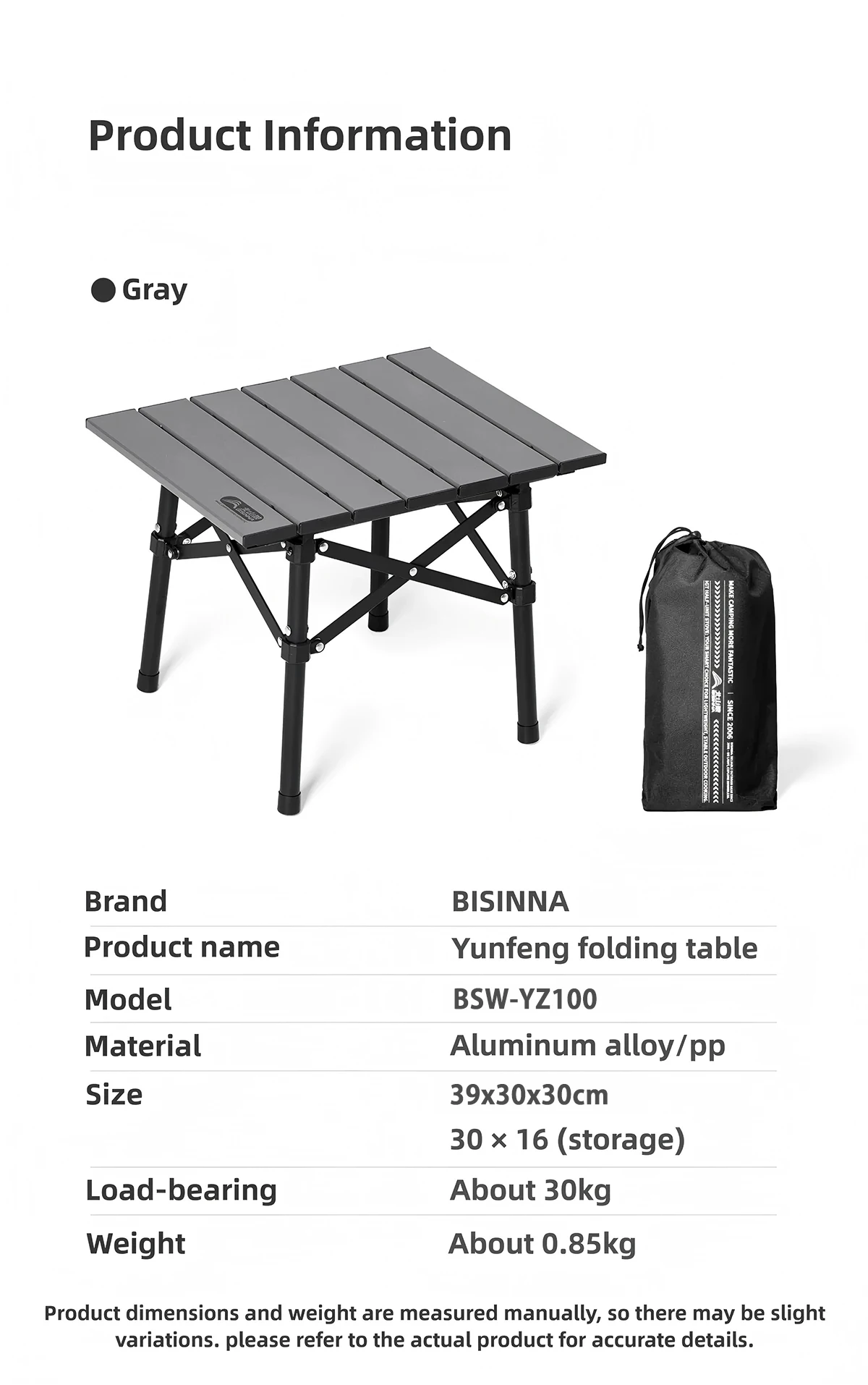 BISINNA Aluminum Alloy Camping Table Ultra-light Portable Folding Table for Outdoor Hiking Picnic Fishing Barbecue Travel