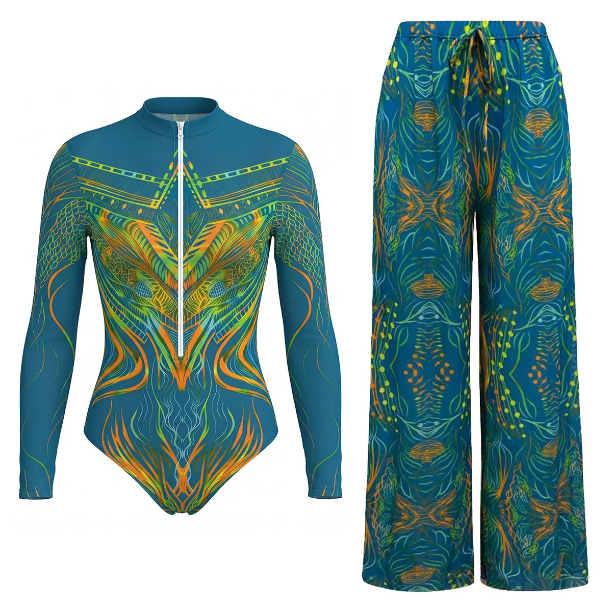 Women's 2026 New Long Sleeve One Piece Swimsuit SPF Sun Protection Swimwear Long Pants Quick Dry Sexy Beach Suit Beachwear