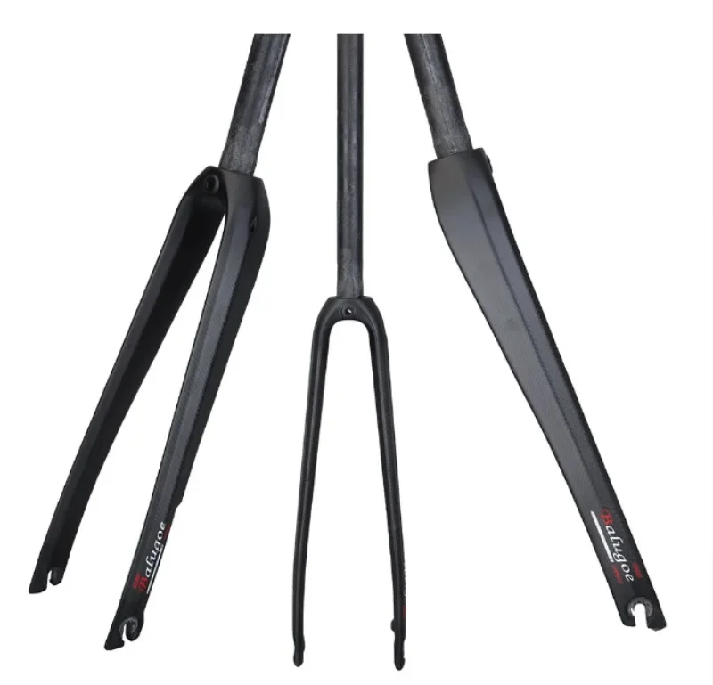 BALUGOE 700c Road Bike Fork Carbon Fiber 23C/25C/28C Tire Bicycle Hard Forks 3K Matte Bicycle Forks Straight Tube 28.6mm Fork