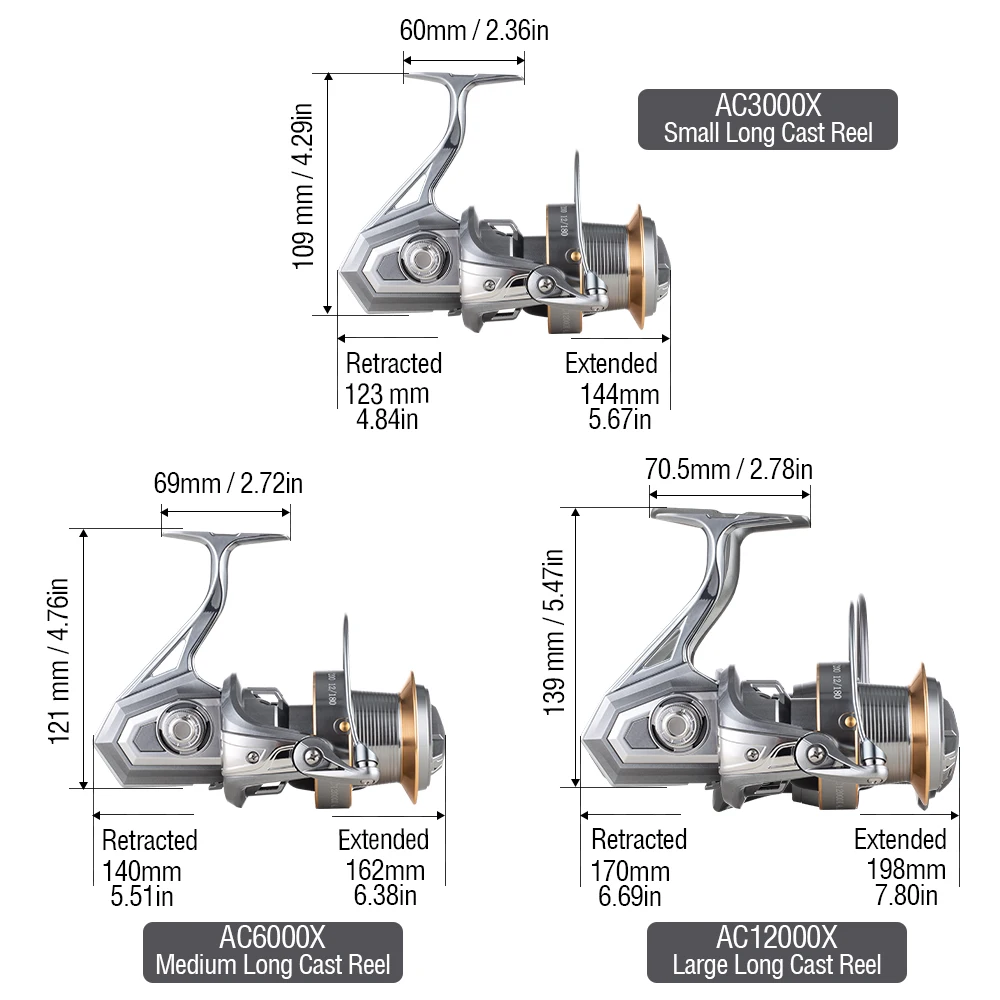 1PCS Long Casting Spinning Fishing Reel, 5+1 Stainless Steel Bearings, CNC Aluminum Spool, Max Drag 20kg/44lbs