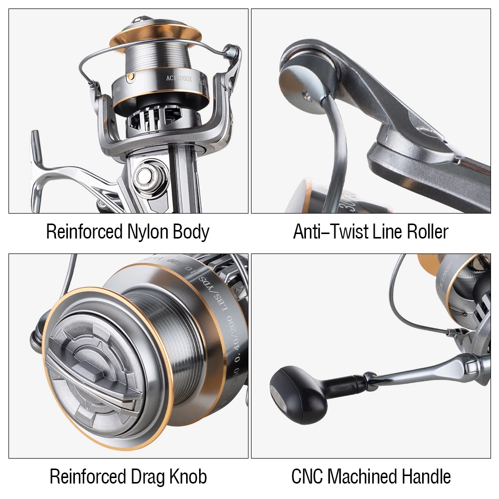 1PCS Long Casting Spinning Fishing Reel, 5+1 Stainless Steel Bearings, CNC Aluminum Spool, Max Drag 20kg/44lbs