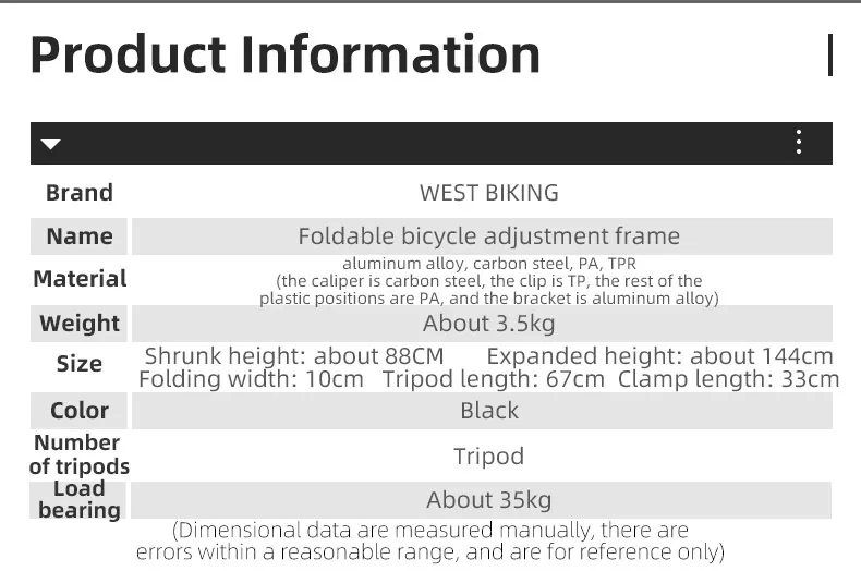 WEST BIKING Bicycle Repair Stand Foldable Indoor Bike Storage Rack Adjustable MTB Road Bike Maintenance Workstand Display Holder