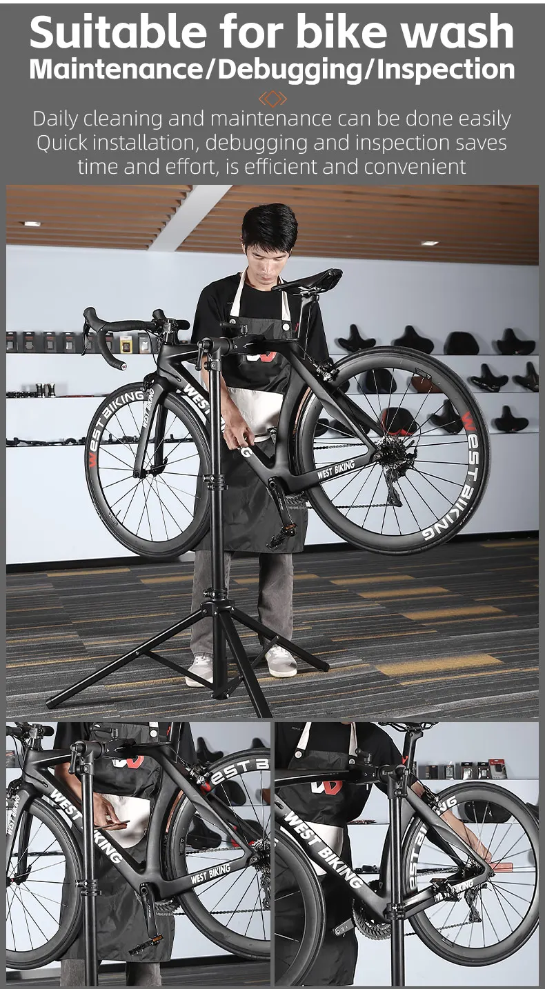 WEST BIKING Bicycle Repair Stand Foldable Indoor Bike Storage Rack Adjustable MTB Road Bike Maintenance Workstand Display Holder