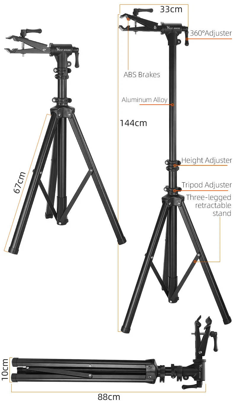 WEST BIKING Bicycle Repair Stand Foldable Indoor Bike Storage Rack Adjustable MTB Road Bike Maintenance Workstand Display Holder