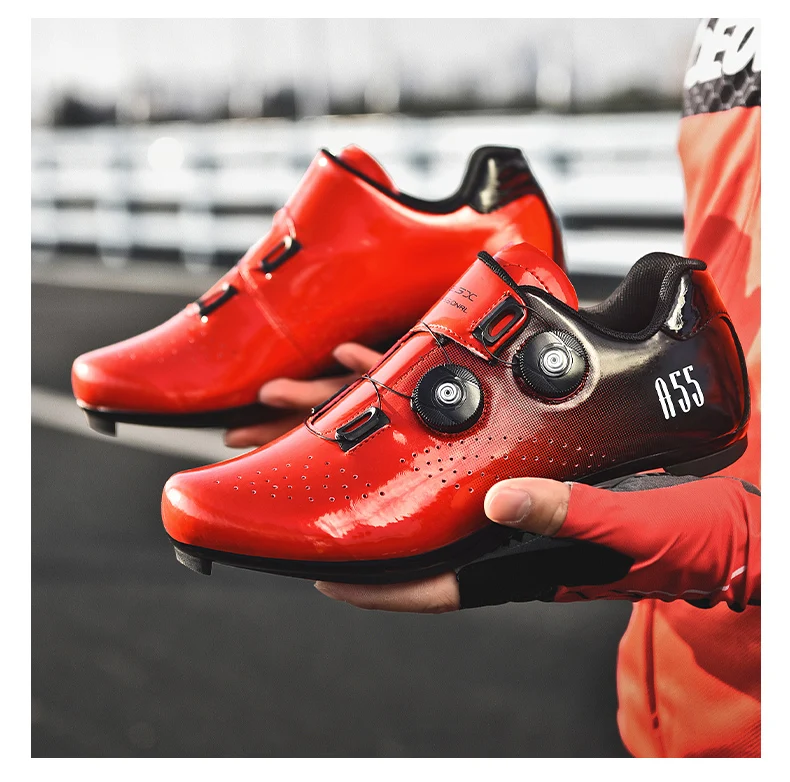 Green Road Bike Shoes Mens Cycling Shoes Quick Ratchet Buckle Compatible with SPD System Pedal  Outdoor Women Red Cyclling Shoes