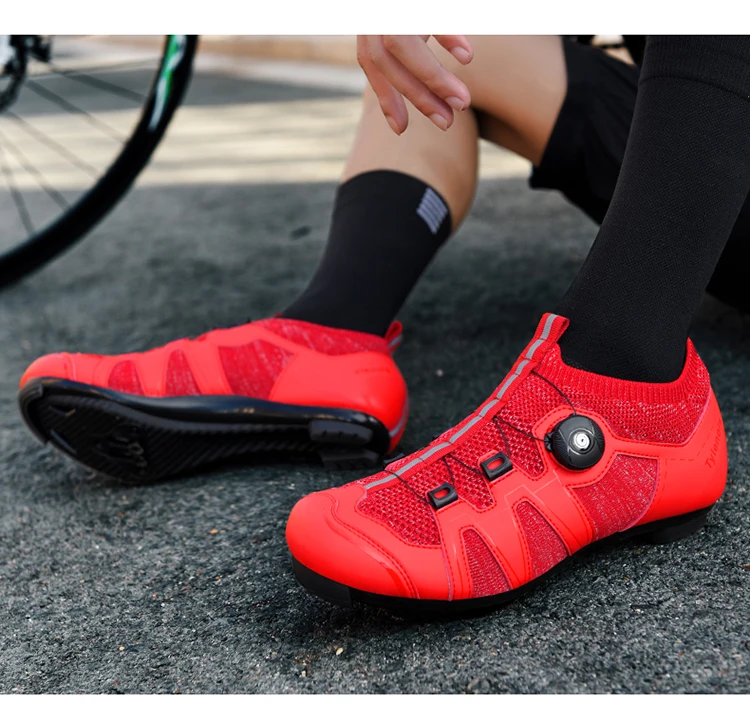 Green Road Bike Shoes Mens Cycling Shoes Quick Ratchet Buckle Compatible with SPD System Pedal  Outdoor Women Red Cyclling Shoes