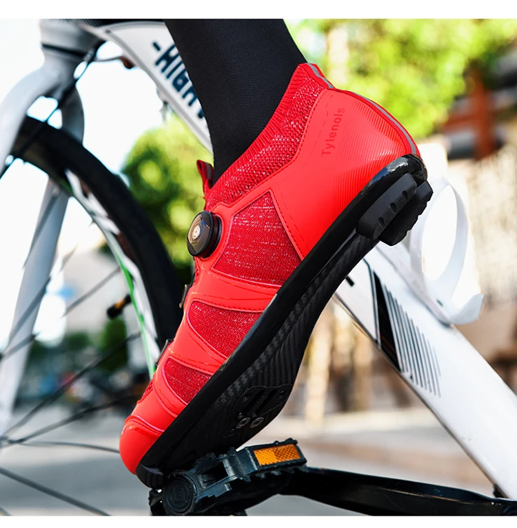 Green Road Bike Shoes Mens Cycling Shoes Quick Ratchet Buckle Compatible with SPD System Pedal  Outdoor Women Red Cyclling Shoes