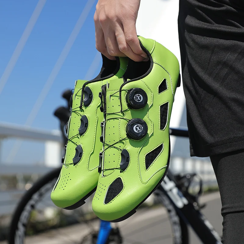Green Road Bike Shoes Mens Cycling Shoes Quick Ratchet Buckle Compatible with SPD System Pedal  Outdoor Women Red Cyclling Shoes
