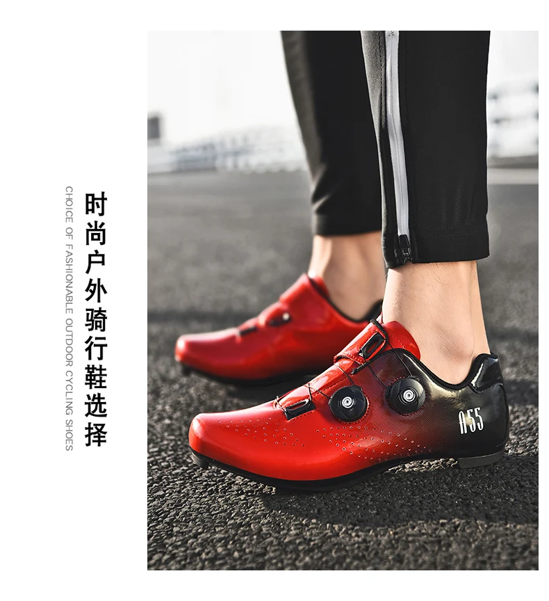 Green Road Bike Shoes Mens Cycling Shoes Quick Ratchet Buckle Compatible with SPD System Pedal  Outdoor Women Red Cyclling Shoes