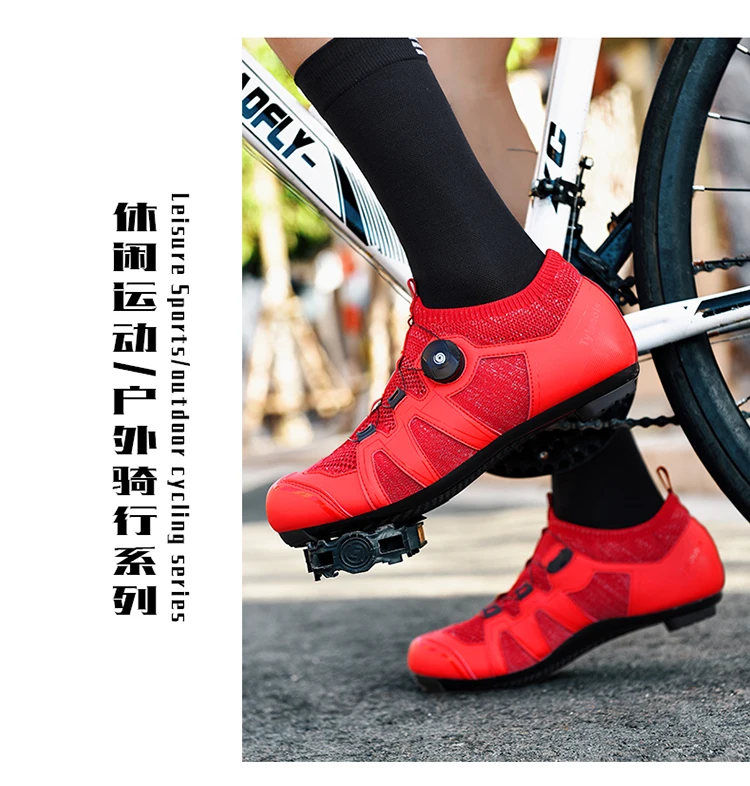 Green Road Bike Shoes Mens Cycling Shoes Quick Ratchet Buckle Compatible with SPD System Pedal  Outdoor Women Red Cyclling Shoes