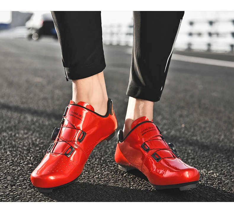 Green Road Bike Shoes Mens Cycling Shoes Quick Ratchet Buckle Compatible with SPD System Pedal  Outdoor Women Red Cyclling Shoes