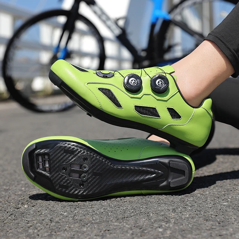 Green Road Bike Shoes Mens Cycling Shoes Quick Ratchet Buckle Compatible with SPD System Pedal  Outdoor Women Red Cyclling Shoes