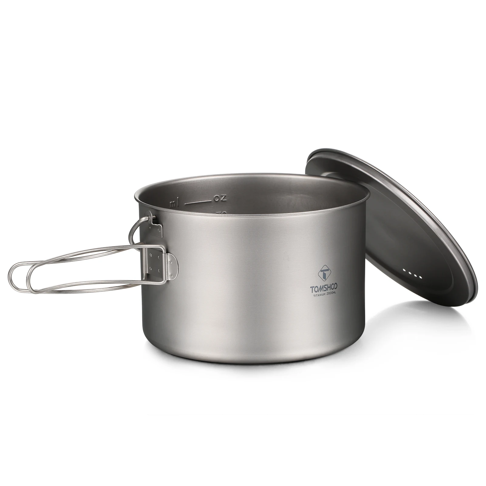 TOMSHOO Camping Cookware Titanium Pot 0.75L/0.9L/1.1L/1.6L/2L/2.8L Ultralight Hanging Pot w Lid Foldable Handle Outdoor Cooking