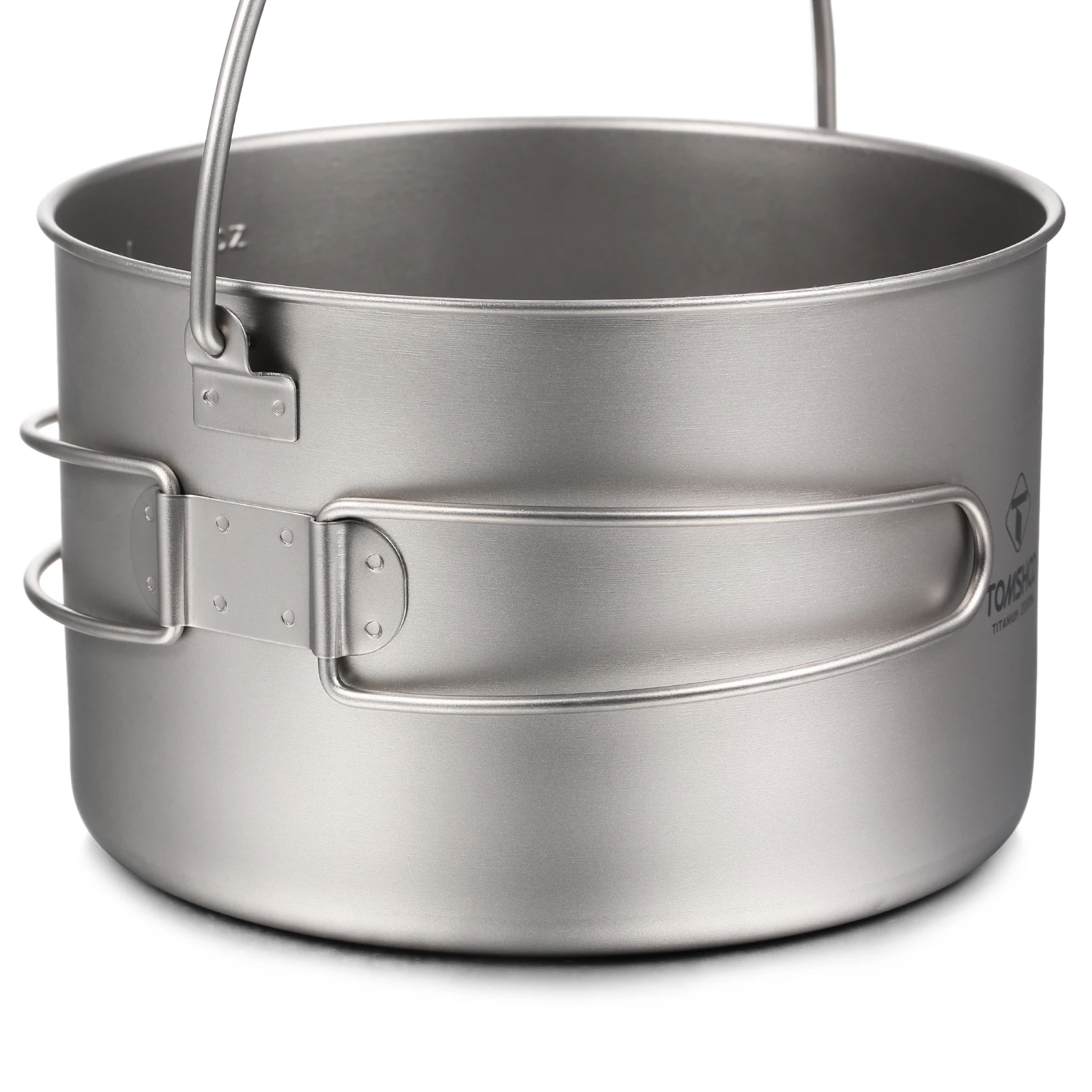 TOMSHOO Camping Cookware Titanium Pot 0.75L/0.9L/1.1L/1.6L/2L/2.8L Ultralight Hanging Pot w Lid Foldable Handle Outdoor Cooking