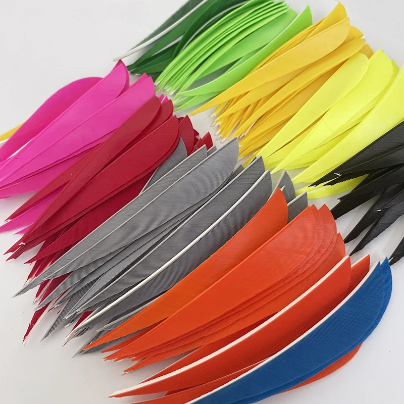 100Pcs 4inch Turkey Archery Feather Fletching Arrow Fletches Hunting Right/Left Wings DIY Carbon Wooden Arrow Accessories