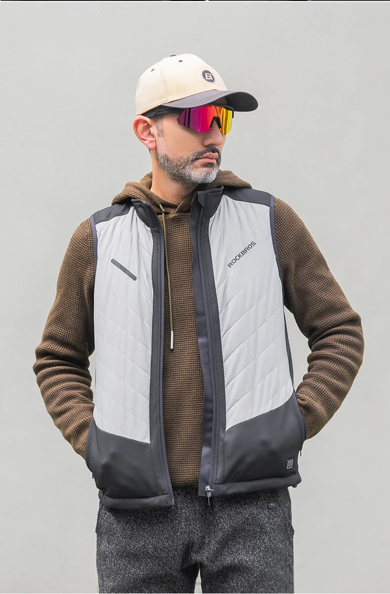 ROCKBROS Heated Vest USB Heated Jacket Thermal Clothing Hunting Cycling USB Infrared Heating Vest Washable Men Winter Warm