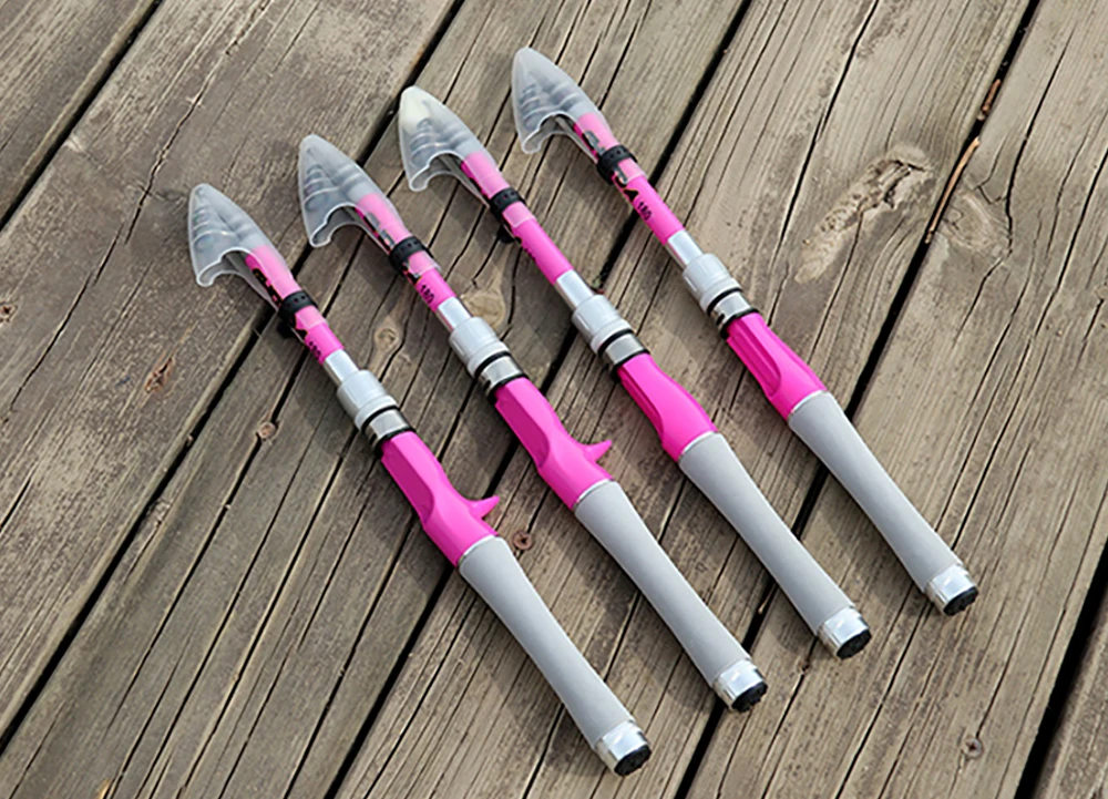 Spinning Rod and Reel Combo for Bass Pesca Mini Telescopic Fishing Rods 1.5M 1.8M 2.4M Metal Spool Fishing Reels Set Pink Girl