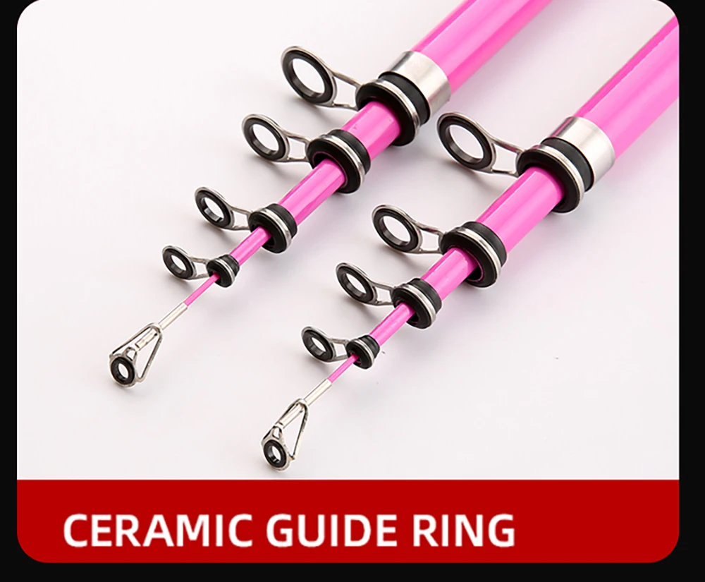 Spinning Rod and Reel Combo for Bass Pesca Mini Telescopic Fishing Rods 1.5M 1.8M 2.4M Metal Spool Fishing Reels Set Pink Girl