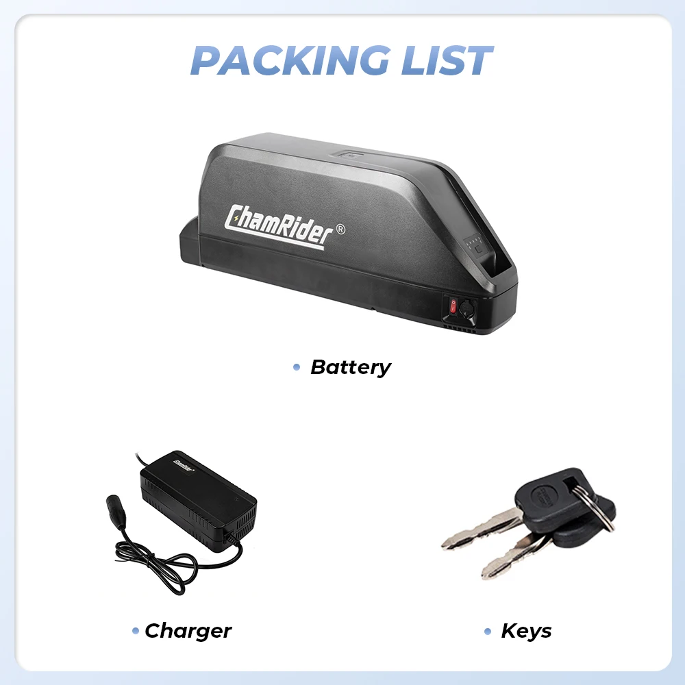 Chamrider Polly 48V28.8AH Ebike Battery Downtube Electric Battery BMS Original 21700 Lithium Ion Battery 1500W LG Grade A Cells