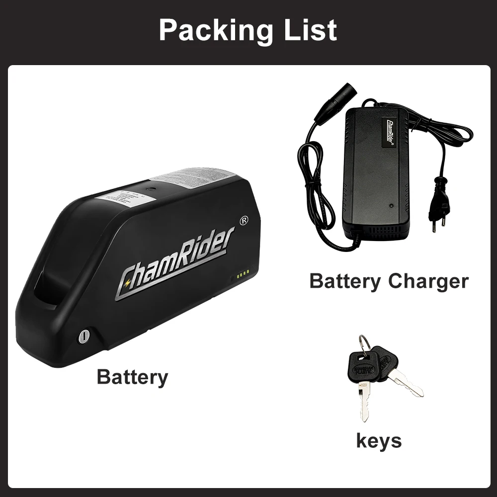 Chamrider Polly 48V28.8AH Ebike Battery Downtube Electric Battery BMS Original 21700 Lithium Ion Battery 1500W LG Grade A Cells