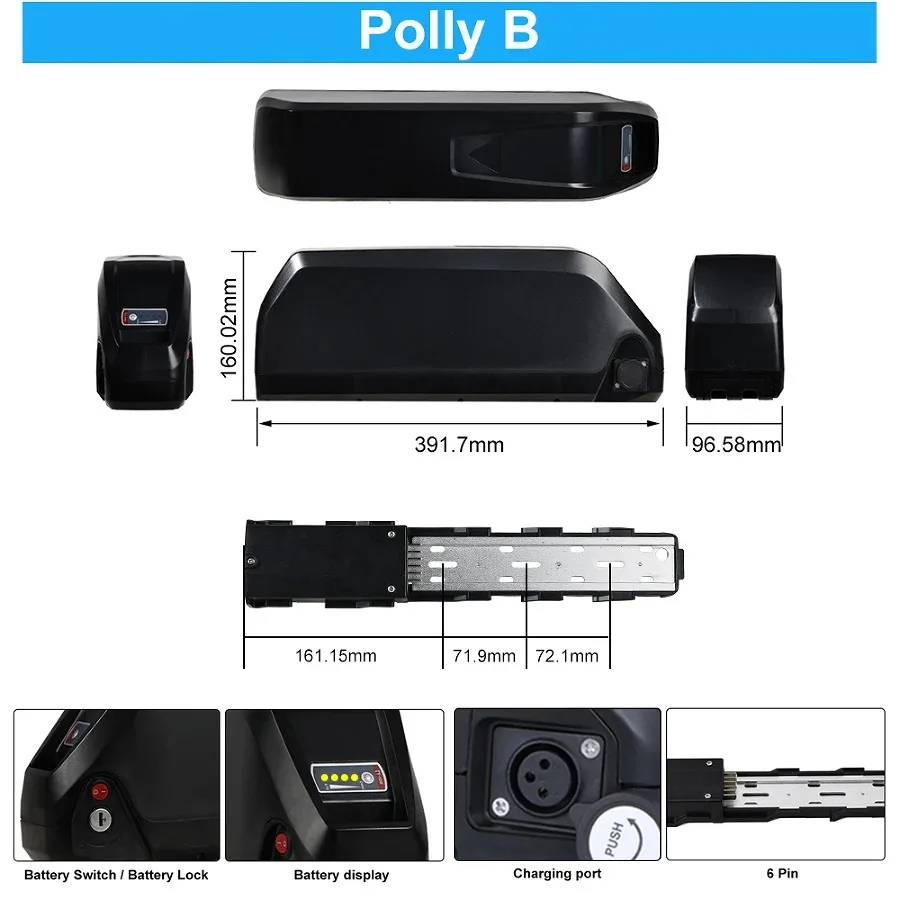 Chamrider Polly 48V28.8AH Ebike Battery Downtube Electric Battery BMS Original 21700 Lithium Ion Battery 1500W LG Grade A Cells