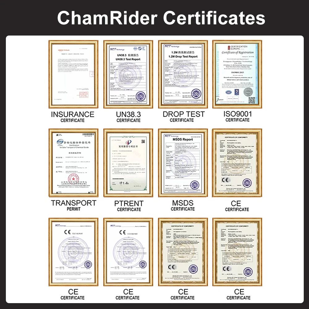 Chamrider Polly 48V28.8AH Ebike Battery Downtube Electric Battery BMS Original 21700 Lithium Ion Battery 1500W LG Grade A Cells