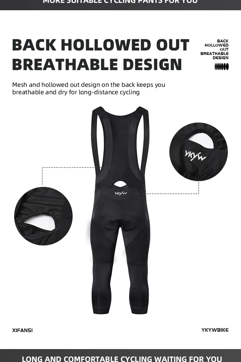 YKYW Men's Pro Team 3/4 Bib Shorts Cycling Tights Pants Sports Mtb Bike Clothing Man Bicycle Shorts 4 Hours Riding Padded