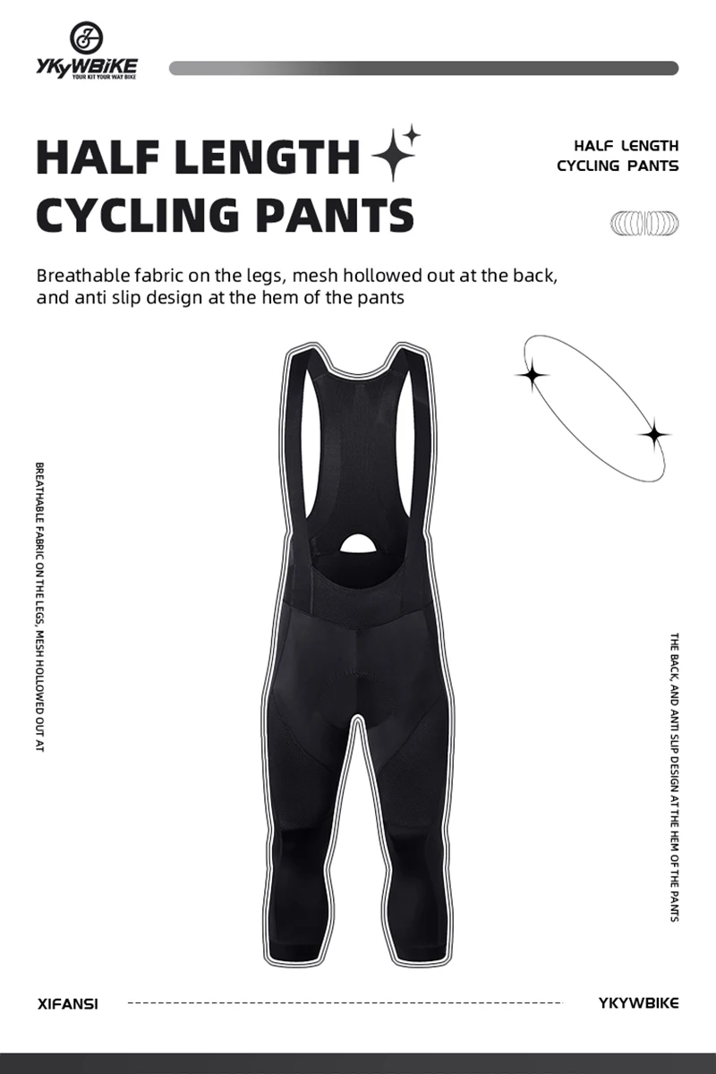 YKYW Men's Pro Team 3/4 Bib Shorts Cycling Tights Pants Sports Mtb Bike Clothing Man Bicycle Shorts 4 Hours Riding Padded