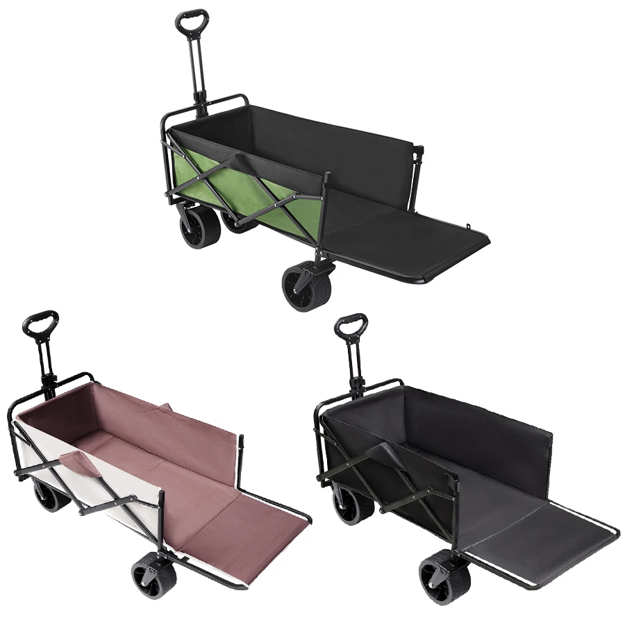 Extra Long Extender Outdoor Wagon Cart Large Capacity Utility Folding Cart Camping Picnic Trolley Beach Collapse Folding Cart