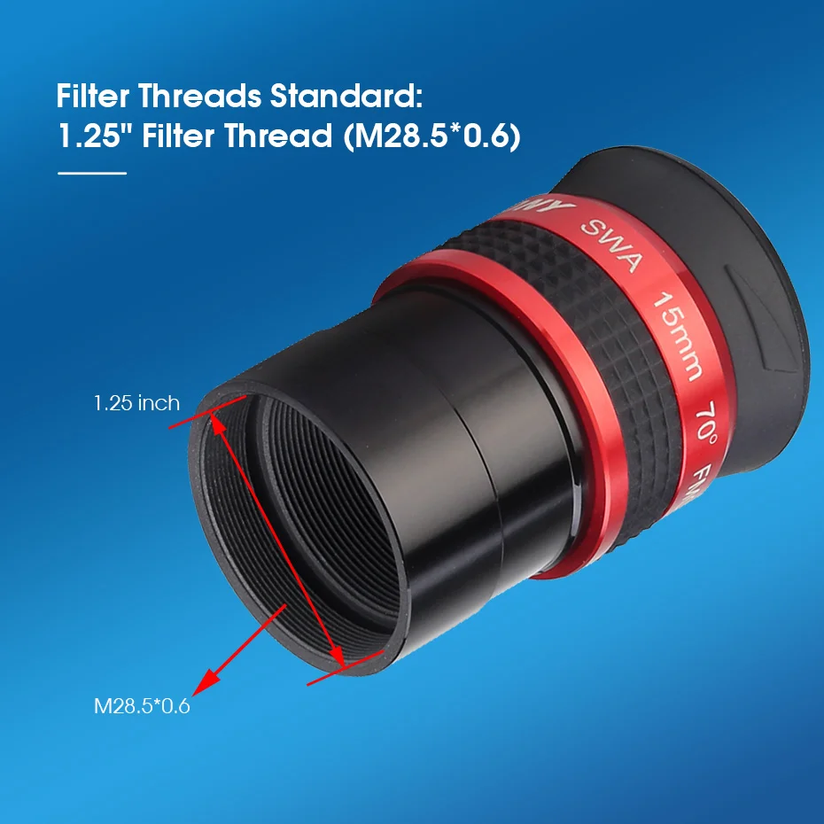 Svbony SV154 Telescope Eyepiece, 70° Wide Angle Eyepieces 15mm, 1.25 Inch FMC Achromatic Eyepiece for Telescope Accessories