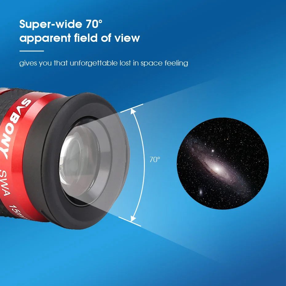 Svbony SV154 Telescope Eyepiece, 70° Wide Angle Eyepieces 15mm, 1.25 Inch FMC Achromatic Eyepiece for Telescope Accessories