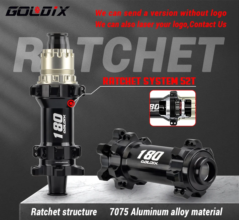 GOLDIX M180 52T Ratchet Bicycle Hub 6-Bolt Disc Brake 28Hole Straight pull Spoke Sealed Bearing HG/XD/MS Hub body 142X12 148X12