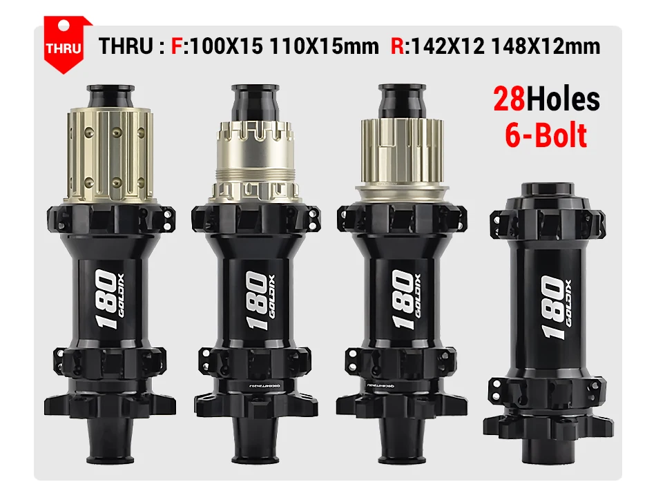GOLDIX M180 52T Ratchet Bicycle Hub 6-Bolt Disc Brake 28Hole Straight pull Spoke Sealed Bearing HG/XD/MS Hub body 142X12 148X12