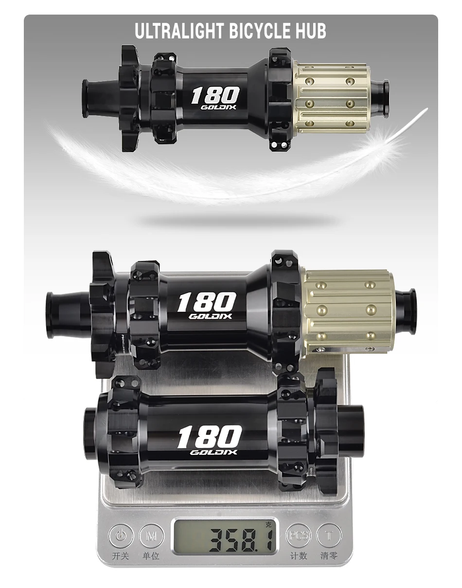 GOLDIX M180 52T Ratchet Bicycle Hub 6-Bolt Disc Brake 28Hole Straight pull Spoke Sealed Bearing HG/XD/MS Hub body 142X12 148X12
