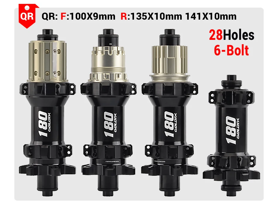 GOLDIX M180 52T Ratchet Bicycle Hub 6-Bolt Disc Brake 28Hole Straight pull Spoke Sealed Bearing HG/XD/MS Hub body 142X12 148X12